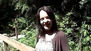Natural tits bounce in this homemade outdoor pov video.