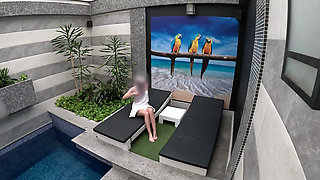 I undress in front of the hotel waiter, he agrees to eat my tight pussy and I give him a blowjob until he cums in my mouth