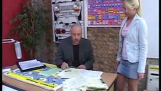 Office Secretary From Germany Got to Please Two Cocks Together