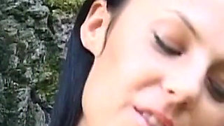 Very Hairy Pussy Brunette MILF Hardest Fuck in the Garden