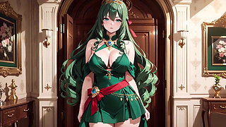 Green Queen on the Golden Throne! Lazy Seduction in a Silk Gown, What Secrets Hide Beneath?