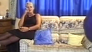 Group Sex with Amateur Busty MILF Fucked and Cum in Mouth by Four Big Vintage Cocks