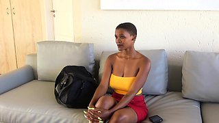 BIG BOOBS EBONY model walked in confidently