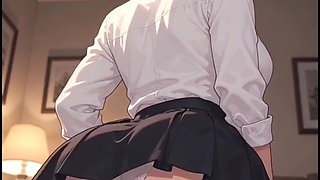 Sexy Tutor Anime Woman Studying Horny