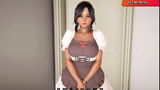 Mischievous guy has a wild fantasy about his busty maid in this steamy episode