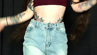 Small tit nubile in stockings masturbates