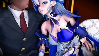 [mmd] Bungee Robin, Sexy Wedding Dress, Dark-skinned Girl Blowjob, Cowgirl Position, Swimsuit, White Stockings and High Heels