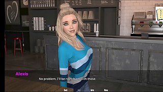 Newbie enjoys a visual novel with busty brunette and big natural tits