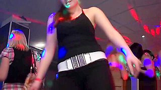 Lesbian amateur at euro orgy party fingering pussy