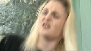 Perfec Blondie From Germany in Black Stockings Got to Ride Cock