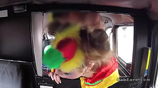 Hot clown got pussy banged in cab