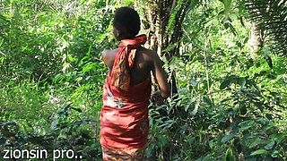 African lovers in bush fucking