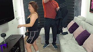 Hot MILF Latina Client Fucks Her Dominant Personal Trainer and Gets a Rough Creampie After Workout