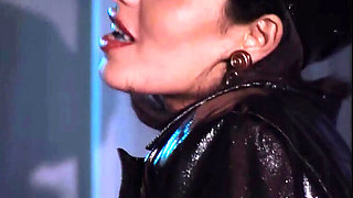 Dalila Blowjob in Latex Lingerie and Stockings for Couples
