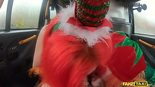 Redhead Threesome Heat with John in Santa Action