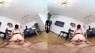 Hot brunette teen Luna Lynx rides huge cock in vr with amazing view
