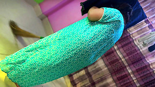 POV: Hot Indian Big Ass Maid Sweep My Room & I See Her Naked Ass