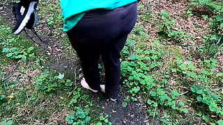 Spanking Her Big Tits in the Woods