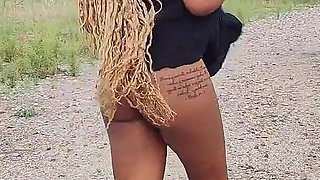 Outdoor Naked Walk Ebony Publig Pussy Spread Close-ups Ass