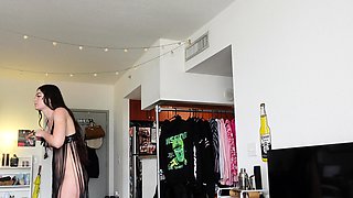 Cute curly brunette solo webcam masturbation