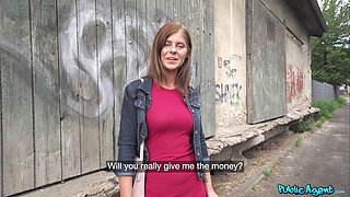 Tiffany shows her white panties on the street