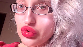 Your Wife Is Nothing Because You in Love with Findom Goaldigger. Edging Ritual in Big Thick Eyeglasses and Red Big Lips.