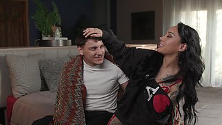 Girlfriends sharing cock in amazing interracial sex