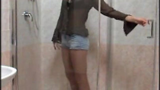 In the Shower with Pantyhose