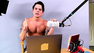 Tattoed athletic stud analdestroyed