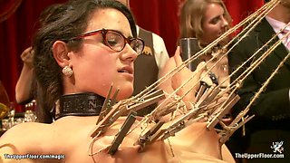 Submissive slaves humiliated at party