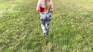 Blonde beauty outdoors with wild passion