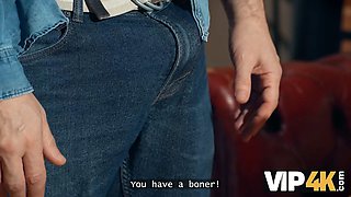 Vip4k. magnificent dark haired thinks that the whistle is a message to suck an older cock