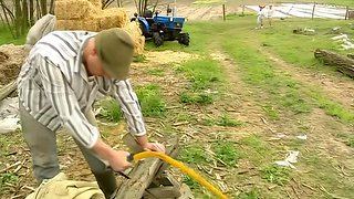 Blonde vintage beauty Kelly White shares thrilling outdoor threesome with raw desire