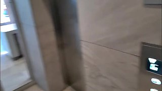 Ebony Sucks A Stranger In The Elevator Then Swallows His Cum On The Stairs