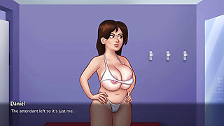 Summertime Saga - Busty Milf shows can barely fit in her sexy white bikini