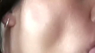 White Stockings Stay on - Brunette with a Red Streak Licked and Fucked on the Couch