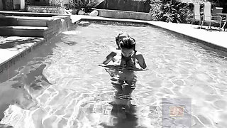 Classic Brett and Celeste Lesbian Sex Poolside