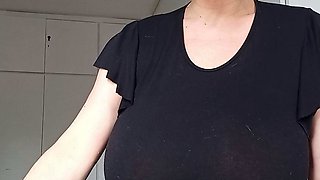 Hot brunette big boobs toying pink pussy