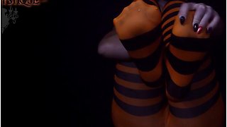 Joi Halloween Pantyhose Stripes In The Dark - Pantyhose Feet Joi - Nylon Foot Joi - Misha Mystique