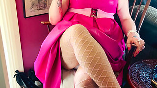 Pink To Make The Boys Wink! Tina Snua In A Leather Dress Smoking A Cigar