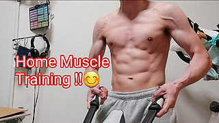 Naked Muscle Training Japanese Guy I am Hukkinkun !!