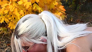 Autumn Sex in the Park, Blowjob, Cunnilingus, Orgasm, Juicy Pussy, Big Lips, Big Tits, Tattoo Girl