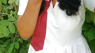 Srilankan school girl outside sexy video.asian college girl hot seen, village school girl  showing her sexy with her uniform.sex