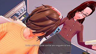 Anime porn, big tit milf handjob, horny milf