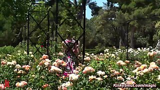 Blonde slave Selvaggia fucked and whipped in public bar