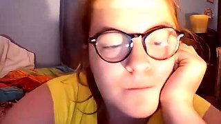 Busty Chubby Nerd Rubs Her Clit Sore