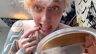 No Makeup Goth Girl Mouth Tour with Hand Mirror
