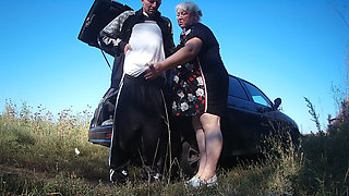 my girlfriend holds my dick while I pee and then gives me a blowjob in public