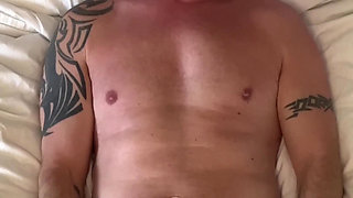 Big Dick Straight Guy Masturbating and Cumming on His Bed