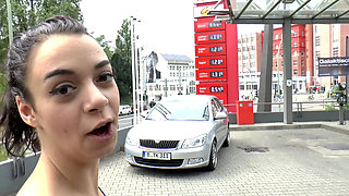 Cute brunette teen banged hard in her little pussy
